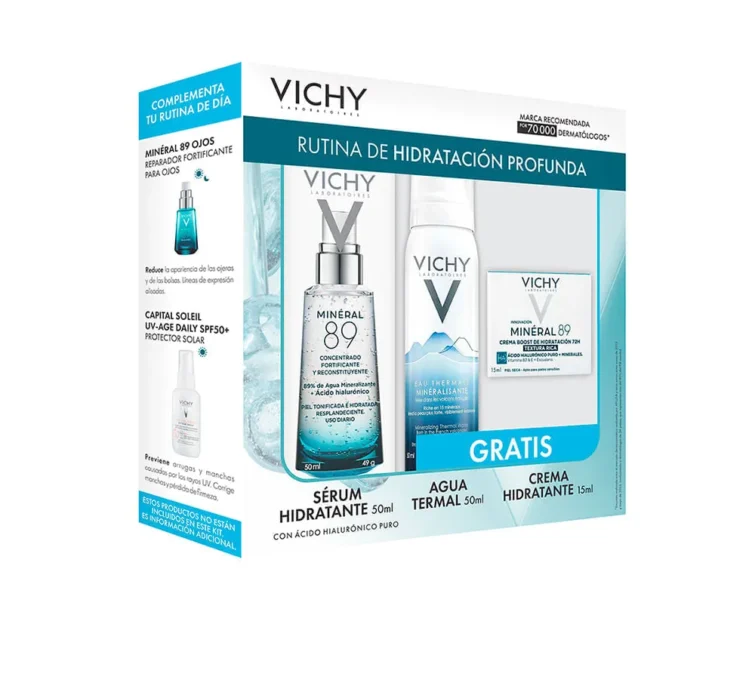 KIT VICHY MINERAL 89 X 50 ML + AGUA TERMAL + CREMA HIDRATANTE