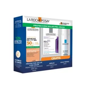 KIT ANTHELIOS GEL CREMA TOQUE SECO SPF50 + MELA B3 SUERO + AGUA TERMAL